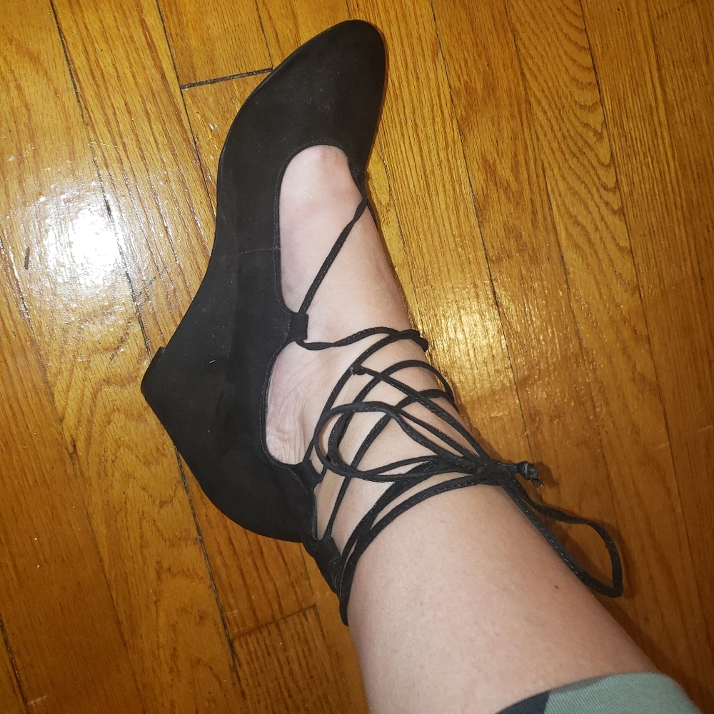 Torrid Black Suede Wedge Sandals